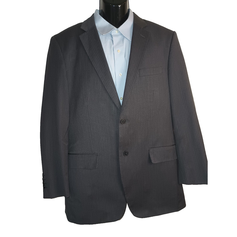 JOHN WEITZ Big & Tall Men's Grey Pinstripe Suit Jacket & Pants Size 44R M004